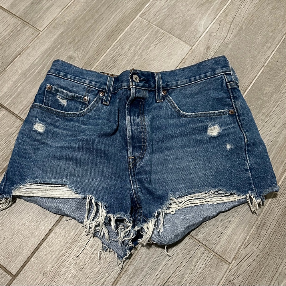 Levi’s 501 Button Fly Distressed Denim Shorts